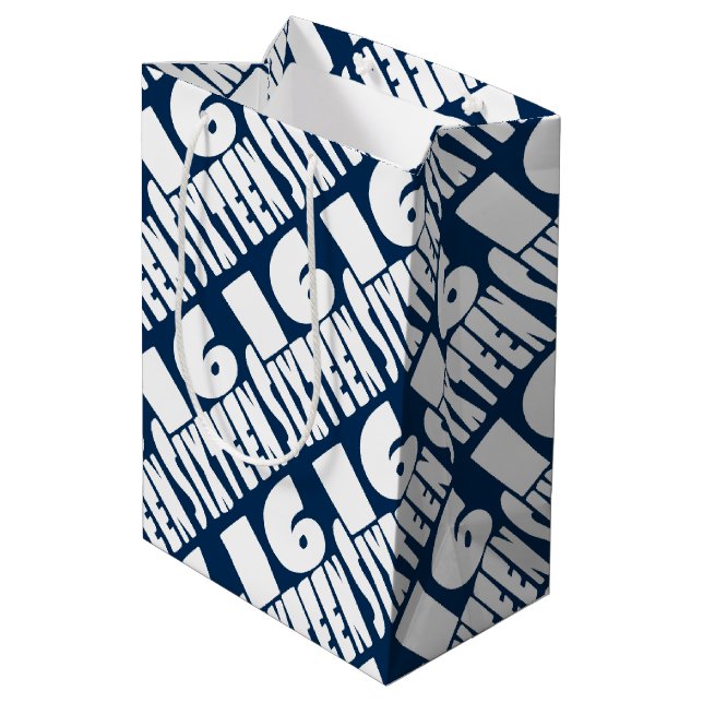Die BIG 16 zum sechzehnten Geburtstag Mittlere Geschenktüte (Rückseite Schrägansicht)
