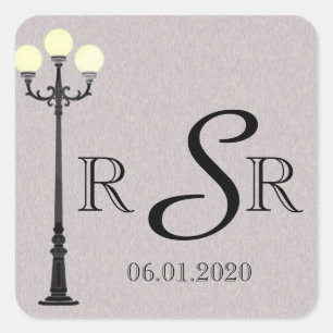 Die Big Easy Hochzeitsmonogramm Quadratischer Aufkleber