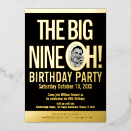 Die Big Nine 0h! 90. Geburtstags-Grafik-Foto Folieneinladung