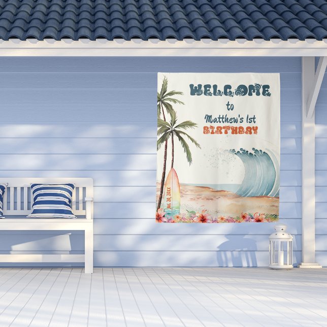 Die Big One Beach Surf Geburtstagsparty Wandteppich (Von Creator hochgeladen)