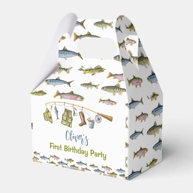 Die "Big One Fishing Birthday Party Gfavorit Box" Geschenkschachtel (Vorderseite)