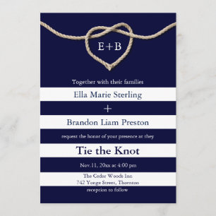 Die Bindung der Hochzeitseinladung der Knot-Navy Einladung
