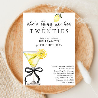 Die Bindung meiner 20er Lemon Drop Martini 30. Geb Einladung