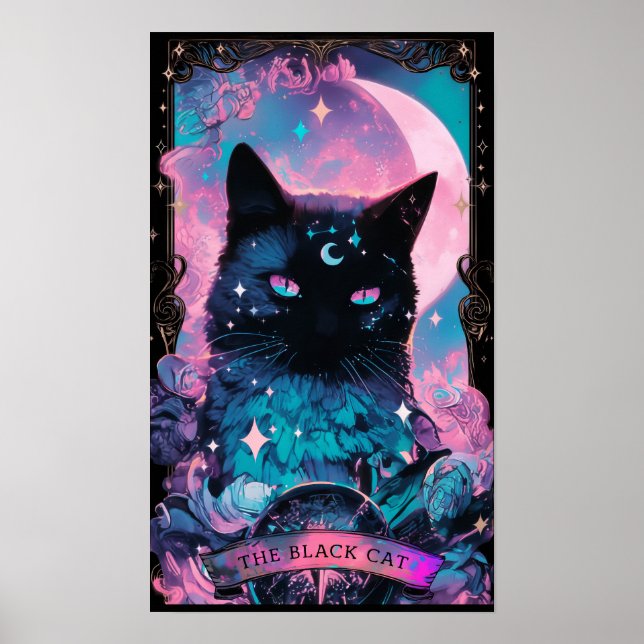 Die Black Cat Tarot Card Hexenmeisterin Poster (Vorne)