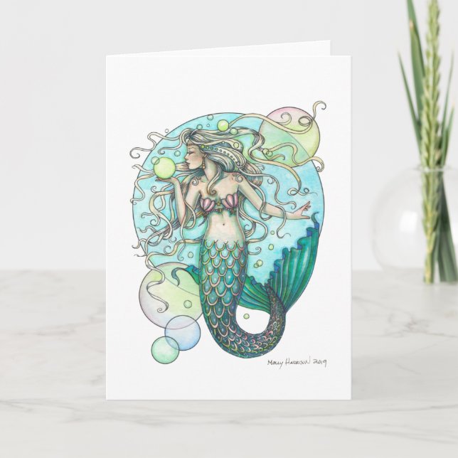 Die Blase Mermaid Blank Art Card Fantasy Art Karte (Vorderseite)