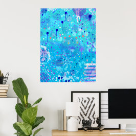 Die Blasenmaschine: Blaue abstrakte Kunst  Poster