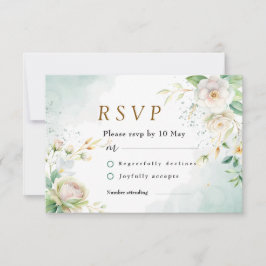 Die Blätter der weißen Blumen- und Grünanlage der  RSVP Karte