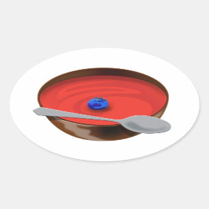 Die Blaubeere in einer Schüssel Tomatensuppe - Aus Ovaler Aufkleber