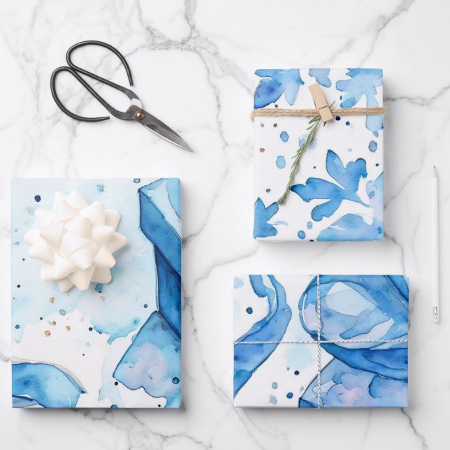 Die blaue Eleganz der Marine Geschenkpapier Set (Vorderseite)