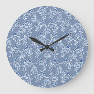 Die blaue Ethnic-Floral Print Round Wall Uhr