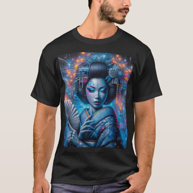Die blaue Geisha T-Shirt (Vorderseite)