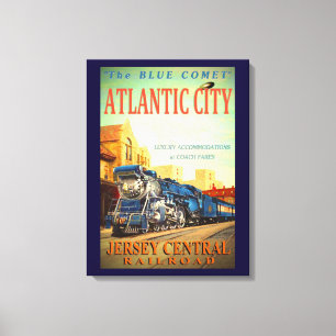 Die blaue Komet-Bahn ummantelte Canvas drucken Leinwanddruck