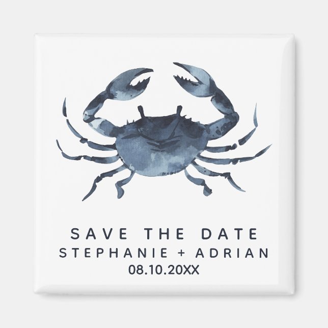 Die blaue Krabbe | Hochzeit Save the Date Favor Magnet (Vorne)