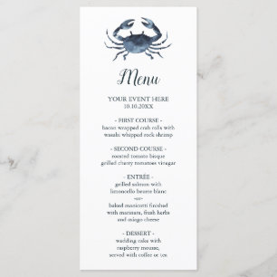Die blaue Krabbe Nautical Wedding Menu Menükarte