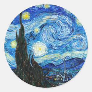 Die blaue Landschaft der Sternennacht Vincent Van Runder Aufkleber