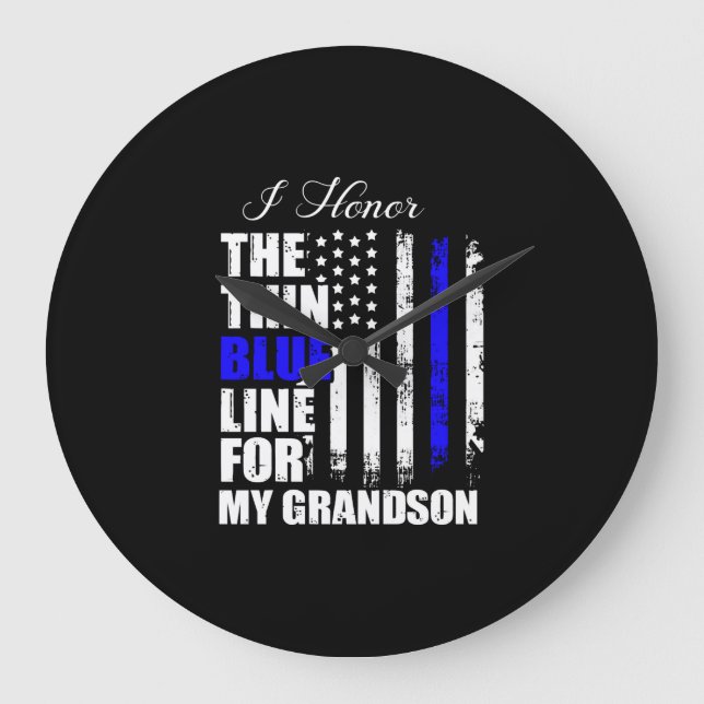 Die blaue Linie, die die Polizei zurückzieht Große Wanduhr (Vorderseite)