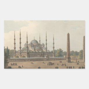 Die Blaue Moschee des Sultan Ahmed, Istanbul, Türk Rechteckiger Aufkleber