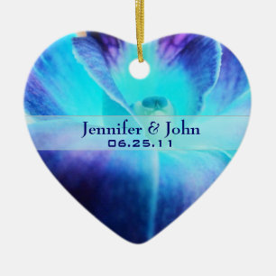 Die blaue Orchideen-Hochzeits-Verzierung Keramikornament