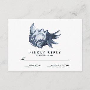 Die blaue Seashell   HochzeitsrSVP RSVP Karte