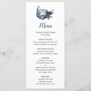Die blaue Seashell   Nautical Wedding Menu Menükarte