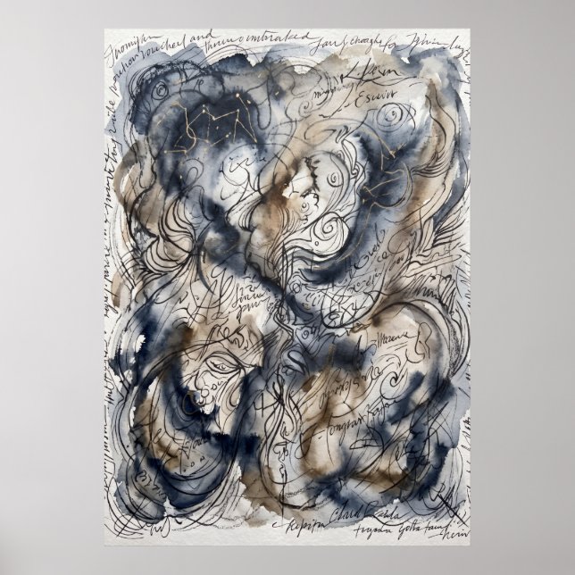 Die Blaue Tinten-Boten-Geist-Kunst Poster (Vorne)