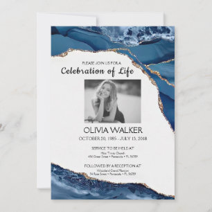 Die blaue und goldene Beerdigung feiern das Leben Einladung