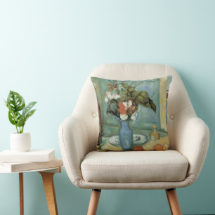 Die blaue Vase (Blumen und Früchte) von Paul Cezan Kissen