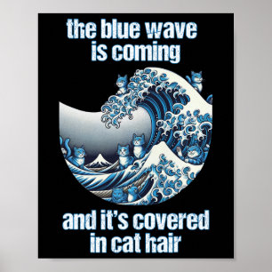 Die Blaue Welle kommt in den Katzenhaaren auf die  Poster