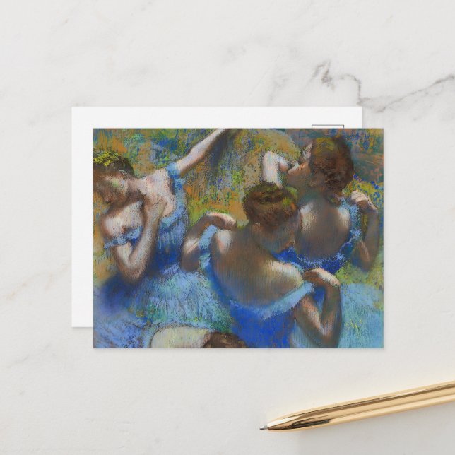 Die blauen Tänzer, Degas Art Postkarte (Vorderseite/Rückseite Beispiel)