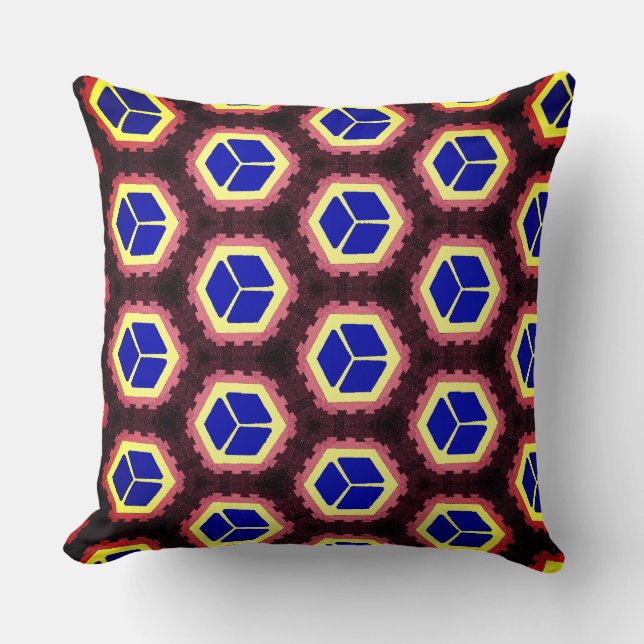 Die blauen und gelben Kisten über braune Flächen Kissen (Vorderseite)