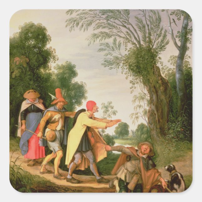 Die Blinde Führung der Blinden Quadratischer Aufkleber (Vorderseite)