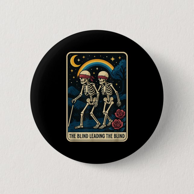 Die Blinde Führung Die Blinde Tarot Card Skele Button (Vorderseite)