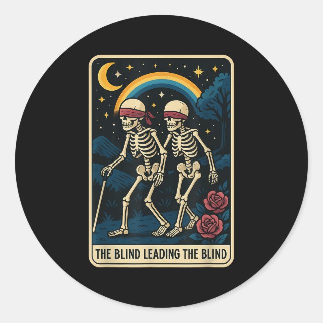 Die Blinde Führung Die Blinde Tarot Card Skele Runder Aufkleber (Vorderseite)