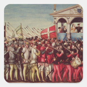 Die Blockade von Drummern und Soldaten Quadratischer Aufkleber