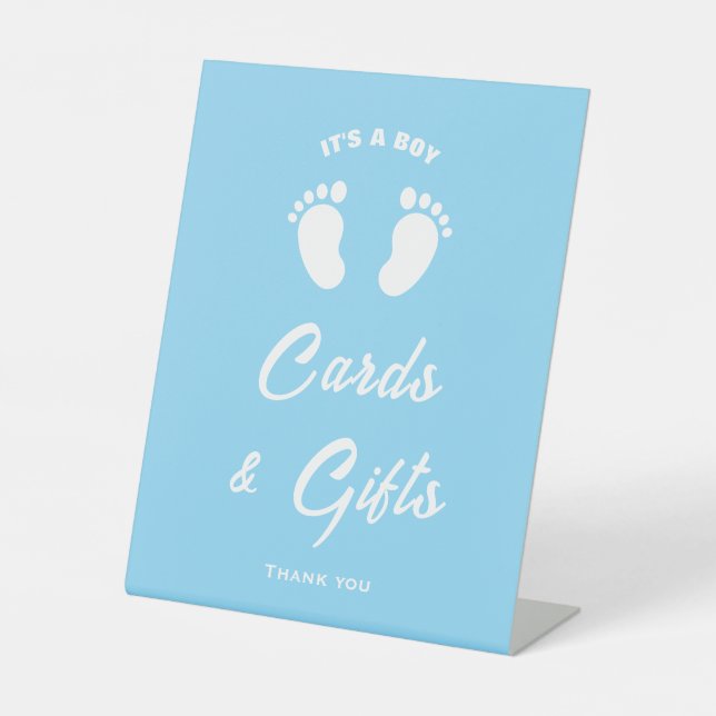 Die Blue Feet Blue Baby Duschkarten & Geschenkssig Sockelschild (Vorderseite)