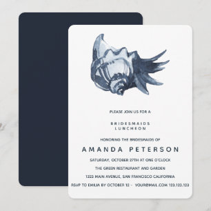 Die Blue Seashell Bridesmaids Luncheon Wedding Einladung