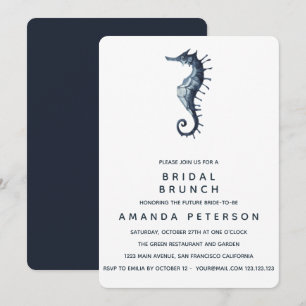 Die Blue Seepferd Bridal Brunch Hochzeit Einladung