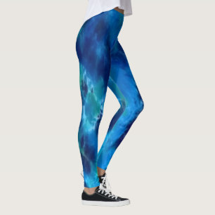 Die Blues des Ozeans - Boho Krawatte gefärbte Volk Leggings