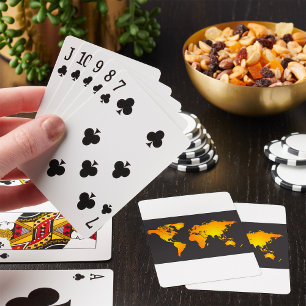 Die blühende Weltkarte in orange und gelb Spielkarten