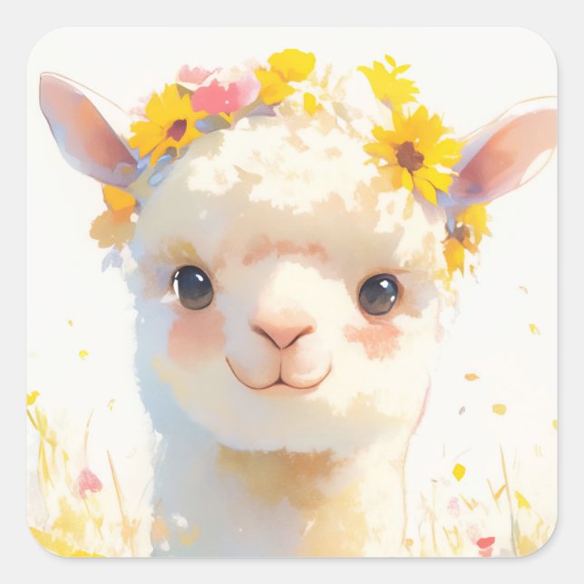 Die Blume Alpaca Quadratischer Aufkleber (Vorderseite)