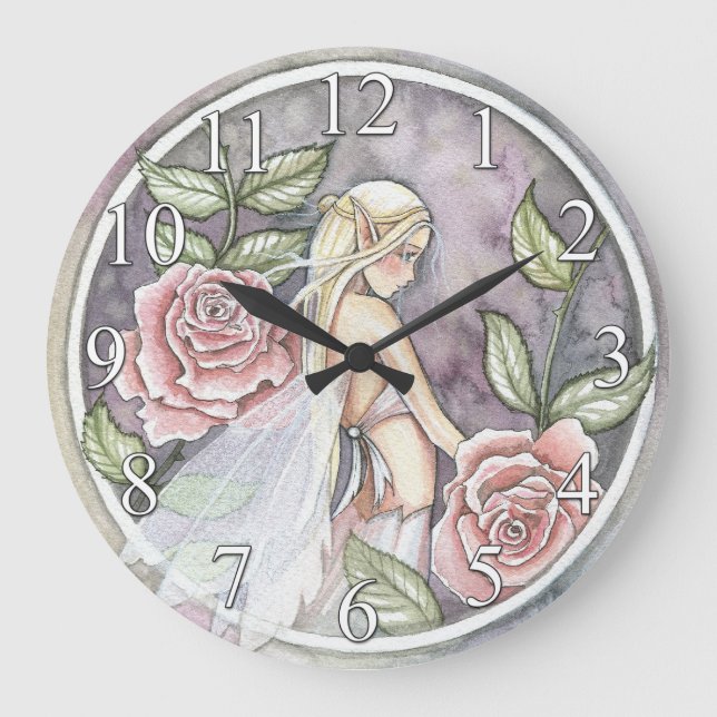 Die Blume der eingefangenen Rose Große Wanduhr (Vorderseite)