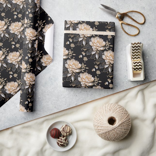 Die Blume der Peony Blues ist elegant und luxuriös Geschenkpapier (Kunsthandwerk)