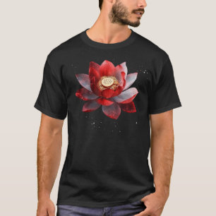 Die Blume der schönen Rot-Weiß-Lotus T-Shirt