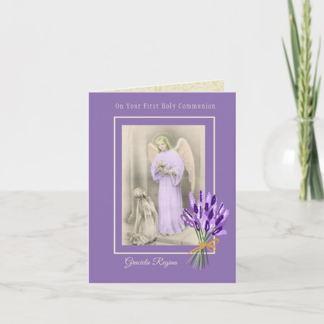 Die Blume des Girl Angel Lavender Karte (Vorderseite)