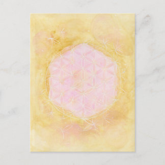 die Blume des Lebens, Rosa Gold Postkarte