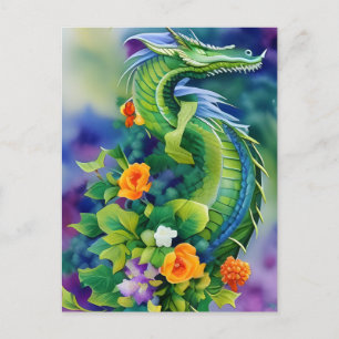 Die Blume Dragon Watercolor Postkarte