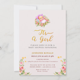 Die Blume Rosa und Gold ist ein Thema für Mädchen. Einladung