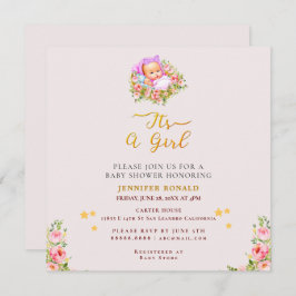 Die Blume Rosa und Gold ist ein Thema für Mädchen. Einladung