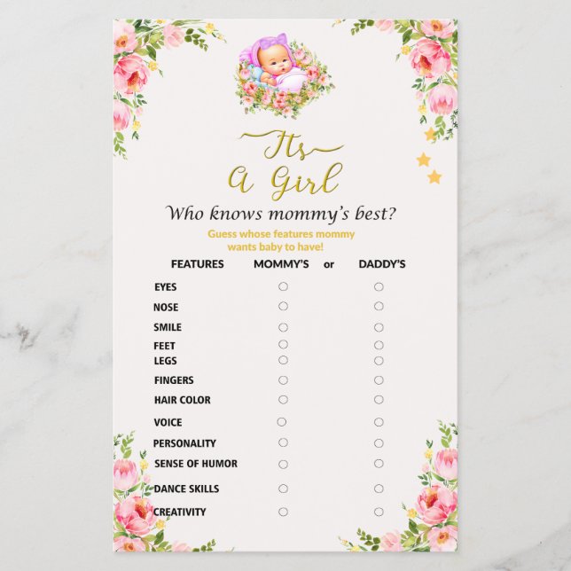 Die Blume Rosa und Gold ist ein Thema für Mädchen. Flyer (Vorne)