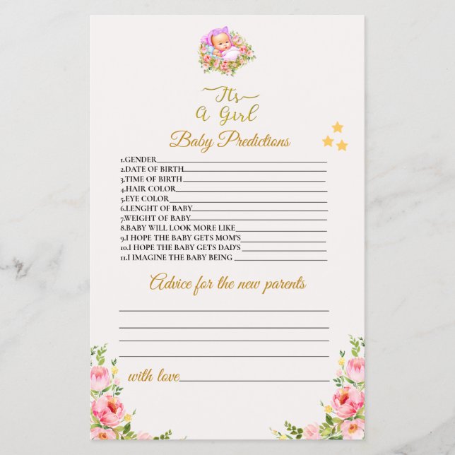 Die Blume Rosa und Gold ist ein Thema für Mädchen. Flyer (Vorne)